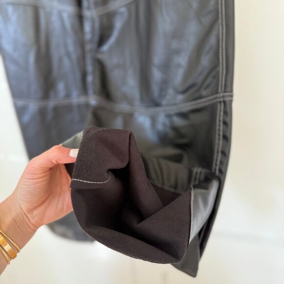 ZARA TOPSTITCHED FAUX LEATHER PANTS BLACK - Picture 7 of 8